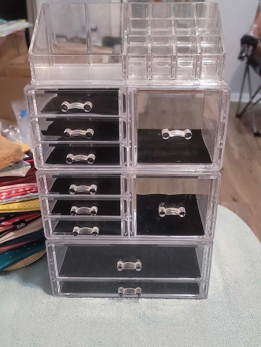 Clear Acrylic Makeup Organizer - Clear With Black Cloth To Protect Your Items